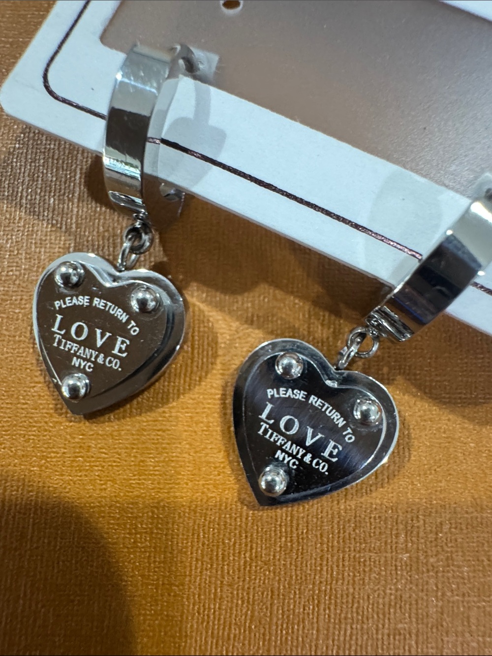 Silver Heart Charm Hoop Earrings
